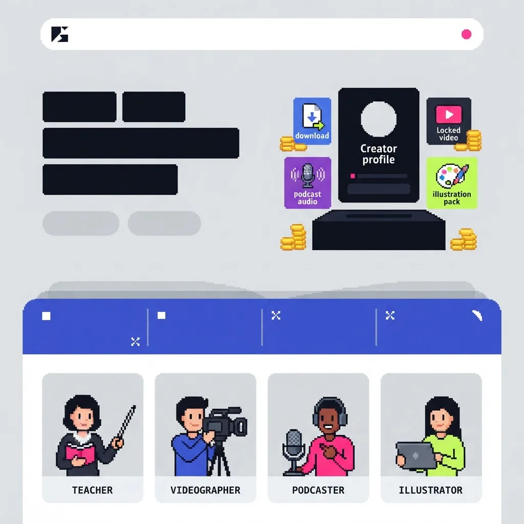 Kitleo creator storefront concept in pixel art